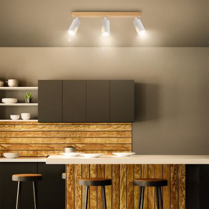 Brilagi - Точковий світильник SELE 3xGU10/30W/230V білий/декор дуба