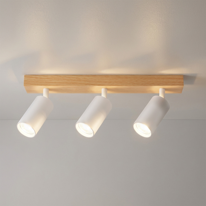 Brilagi - Точковий світильник SELE 3xGU10/30W/230V білий/декор дуба