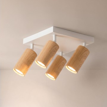 Brilagi - Точковий світильник SELE SQUARE 4xGU10/30W/230V білий/декор дуба
