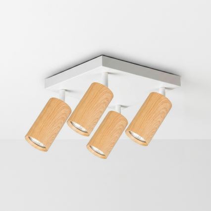 Brilagi - Точковий світильник SELE SQUARE 4xGU10/30W/230V білий/декор дуба