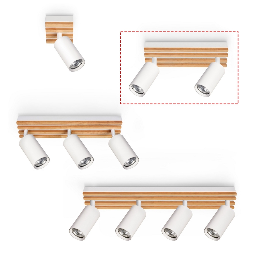 Brilagi - Точковий світильник SELE WOOD 2xGU10/30W/230V білий/дерево