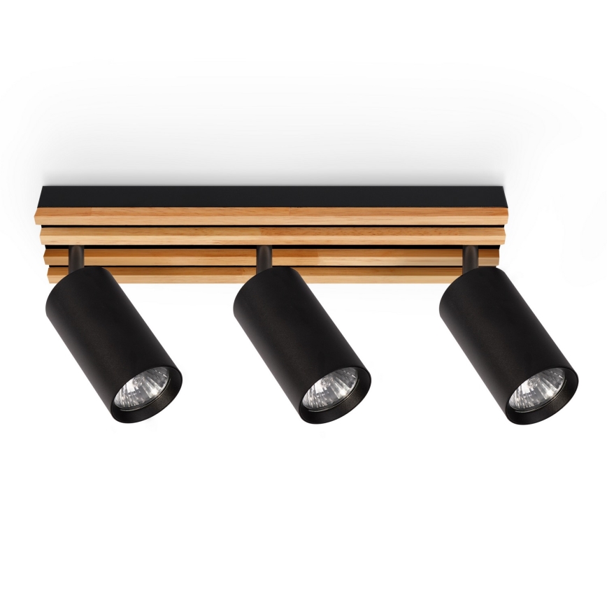 Brilagi - Точковий світильник SELE WOOD 3xGU10/30W/230V чорний/дерев'яний