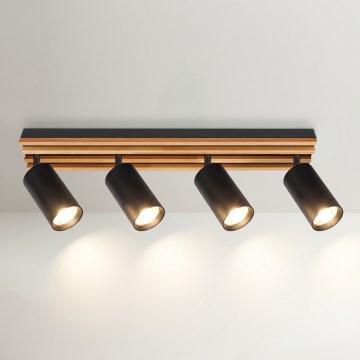 Brilagi - точковий світильник SELE WOOD 4xGU10/30W/230V чорний/дерев'яний