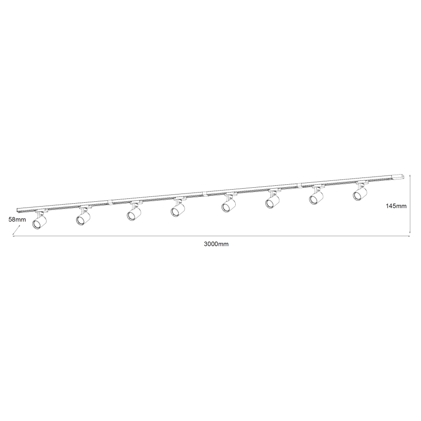 Brilagi - Точковий світильник у рейковій системі HUSKY 8xGU10/10W/230V чорний