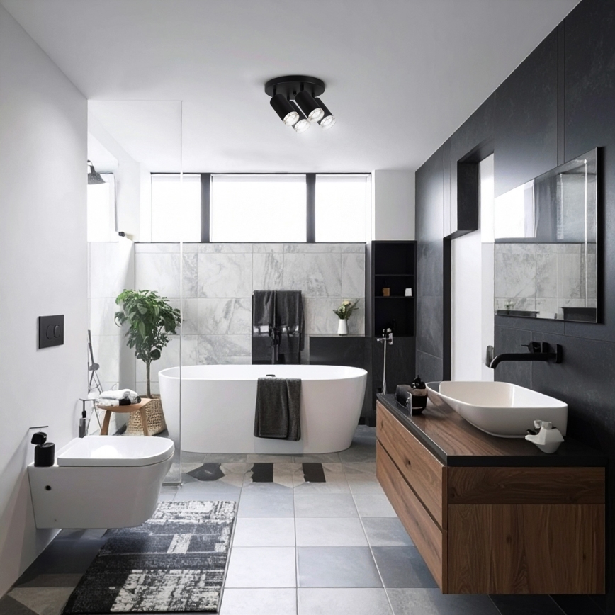 Brilagi - Точковий світильник для ванної кімнати SELE AQUA 4xGU10/30W/230V IP44 чорний