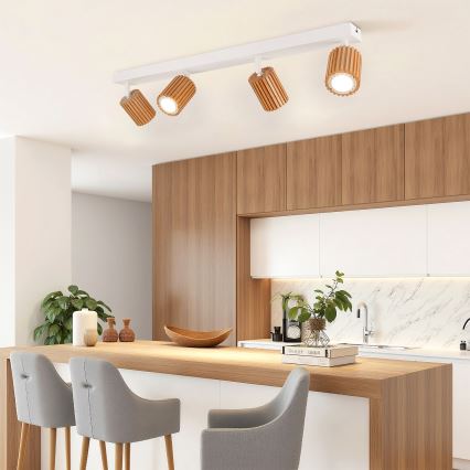 Brilagi - Точковий світильник MODERN WOOD 4xGU10/8W/230V деревина гевеї/білий