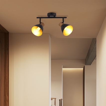 Brilagi - Точковий світильник ODENSE 2xE14/10W/230V деревина гевеї/чорний