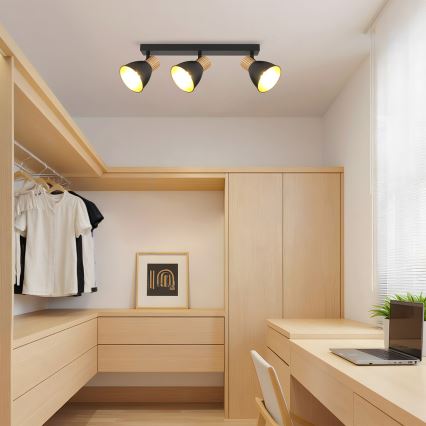 Brilagi - Точковий світильник ODENSE 3xE14/10W/230V деревина гевеї/чорний