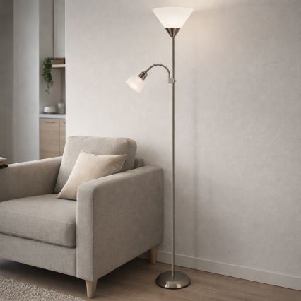 Brilagi - Торшер ARIANA 1xE27/100W/230V + 1xE14/25W матовый хром