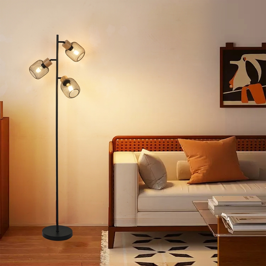 Brilagi - Торшер BASKLITE 3xE14/15Вт/230В, каучуковое дерево/чёрный