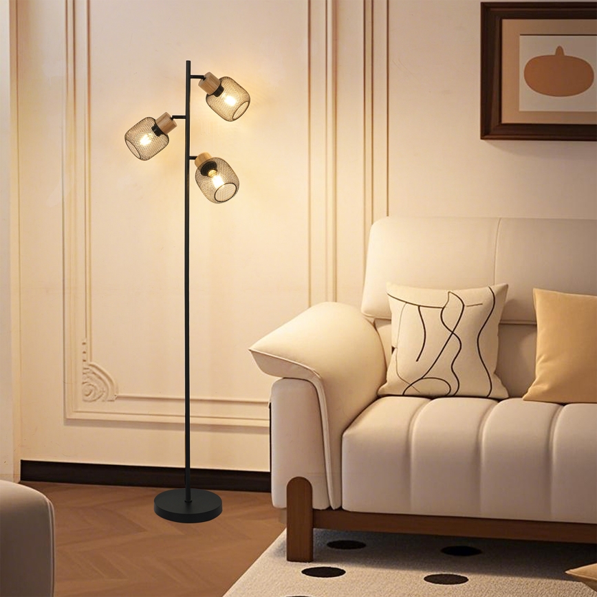 Brilagi - Торшер BASKLITE 3xE27/15W/230V каучуковое дерево/черный