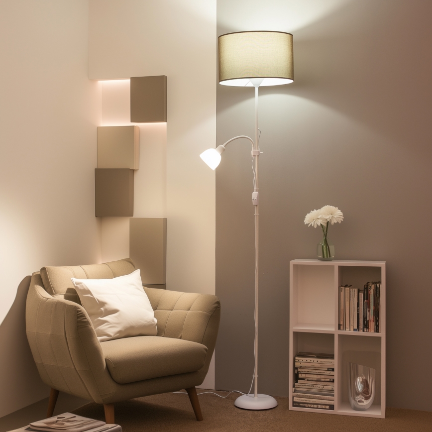 Brilagi - Торшер CERIA 1xE27/100W/230V + 1xE14/25W белый/коричневый