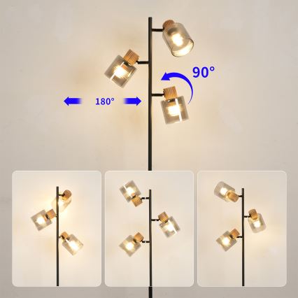 Brilagi - Торшер HYGGE 3xE14/15W/230V резиновое дерево/дымчатый