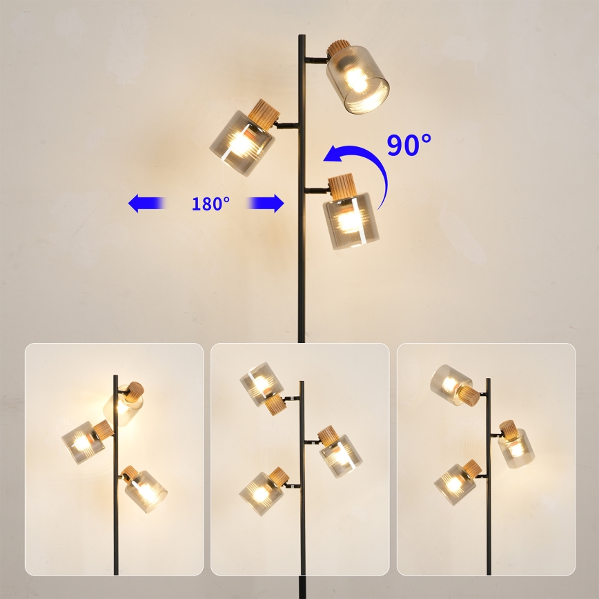 Brilagi - Торшер HYGGE 3xE14/15W/230V резиновое дерево/дымчатый