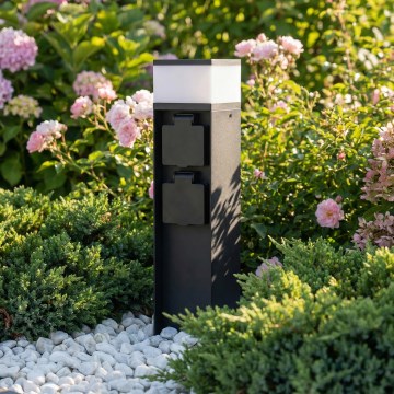 Brilagi - Уличная лампа с 2 розетками SCHUKO 1xG9/11W/230V IP44 чёрная