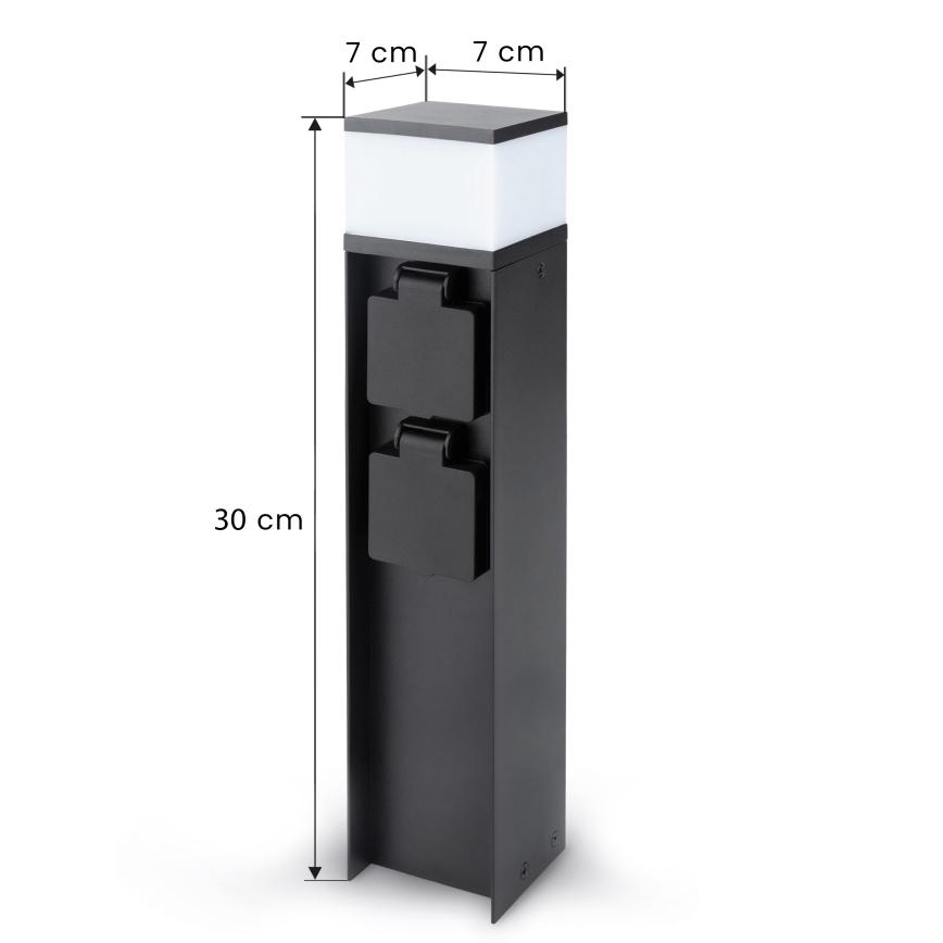 Brilagi - Уличная лампа с 2 розетками SCHUKO 1xG9/11W/230V IP44 чёрная