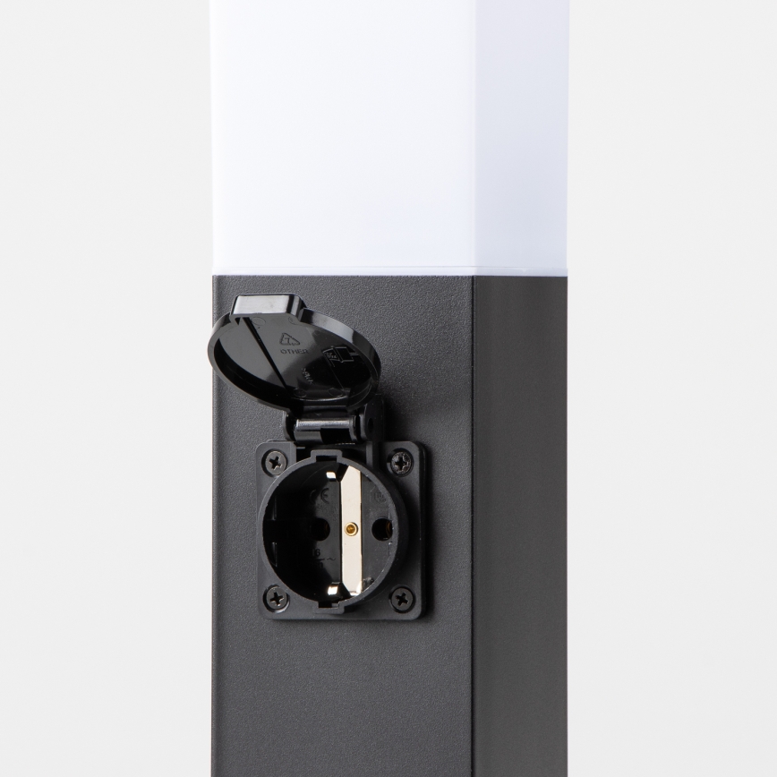 Brilagi - Уличный светильник с двумя розетками SCHUKO NOVA 1xE27/15W/230V 40 cm IP44 чёрный