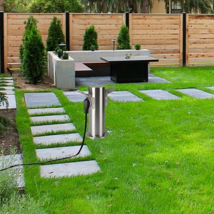 Brilagi - Уличная розеточная колонна PILLAR 2Z SCHUKO 230V IP44 матовый хром