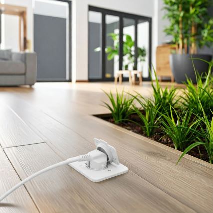 Brilagi - Уличная встраиваемая напольная розетка IP55, белая, прямоугольная