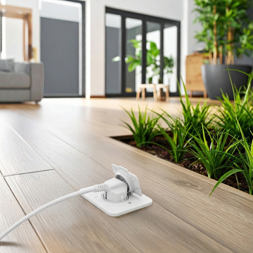 Brilagi - Уличная встраиваемая напольная розетка IP55, белая, прямоугольная