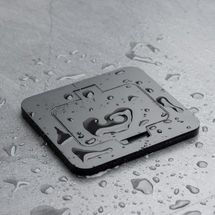 Brilagi - Уличная встраиваемая напольная розетка IP55, чёрная, прямоугольная