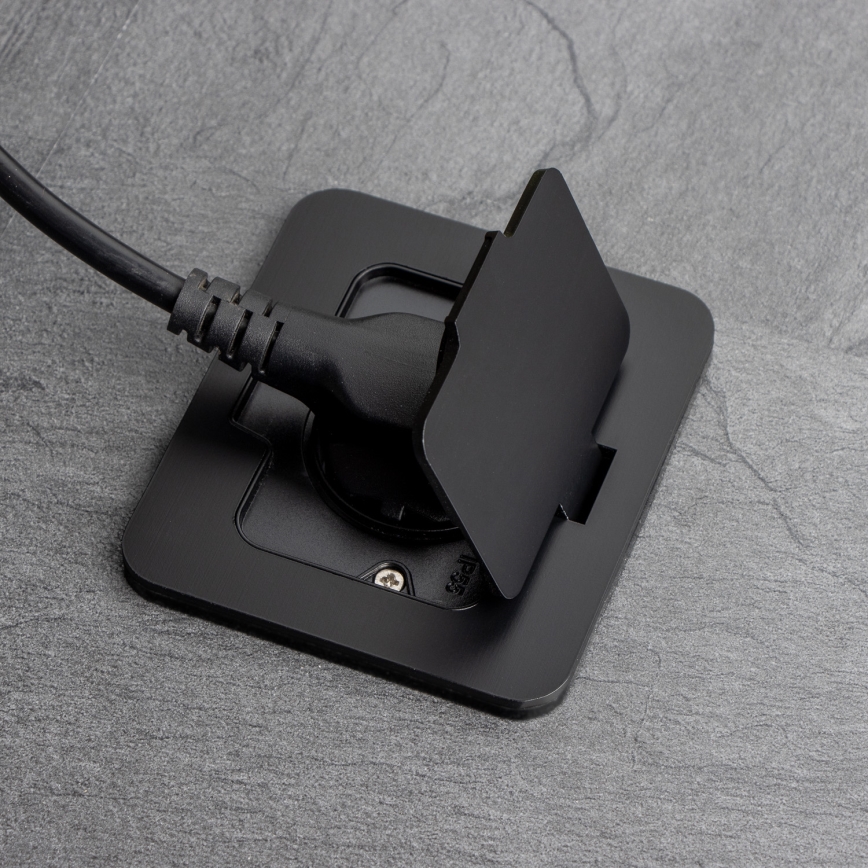 Brilagi - Уличная встраиваемая напольная розетка IP55, чёрная, прямоугольная