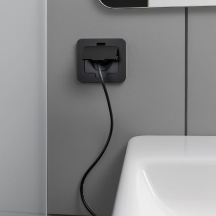 Brilagi - Уличная встраиваемая напольная розетка IP55, чёрная, прямоугольная