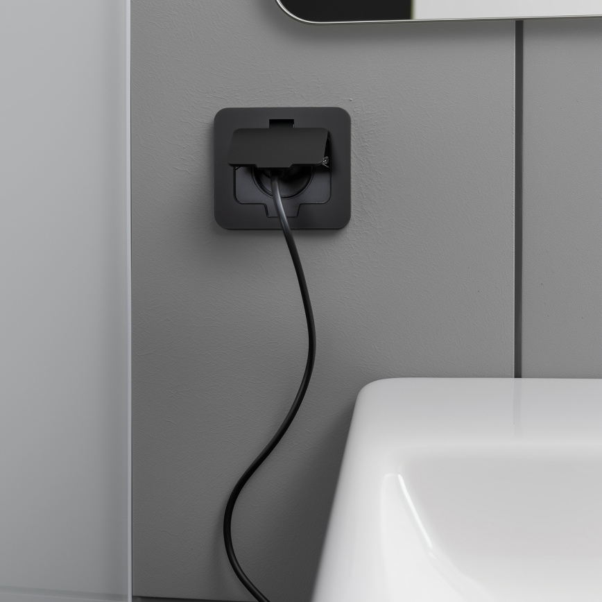 Brilagi - Уличная встраиваемая напольная розетка IP55, чёрная, прямоугольная