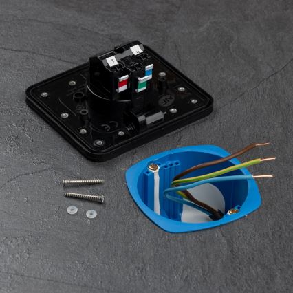 Brilagi - Уличная встраиваемая напольная розетка IP55, чёрная, прямоугольная