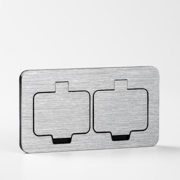 Brilagi - Уличная встроенная напольная двойная розетка IP55 матовый хром прямоугольная