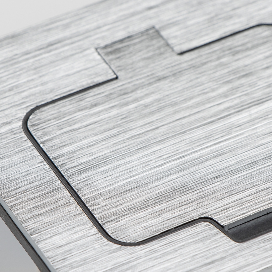 Brilagi - Уличная встроенная напольная двойная розетка IP55 матовый хром прямоугольная