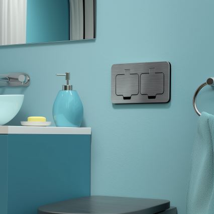 Brilagi - Уличная встроенная напольная двойная розетка IP55 матовый хром прямоугольная