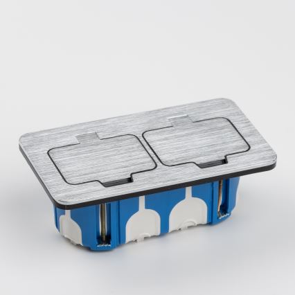 Brilagi - Уличная встроенная напольная двойная розетка IP55 матовый хром прямоугольная