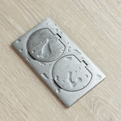 Brilagi - Уличная встроенная напольная двойная розетка IP55 серебристый прямоугольная