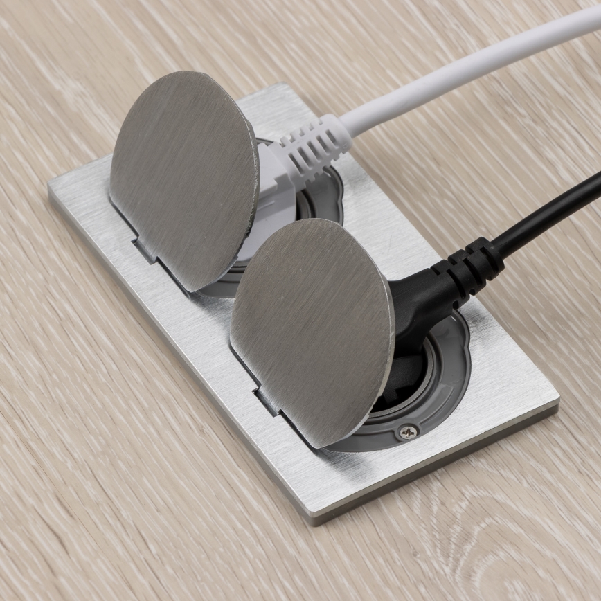 Brilagi - Уличная встроенная напольная двойная розетка IP55 серебристый прямоугольная