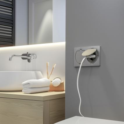 Brilagi - Уличная встроенная напольная двойная розетка IP55 серебристый прямоугольная