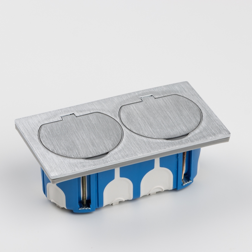 Brilagi - Уличная встроенная напольная двойная розетка IP55 серебристый прямоугольная