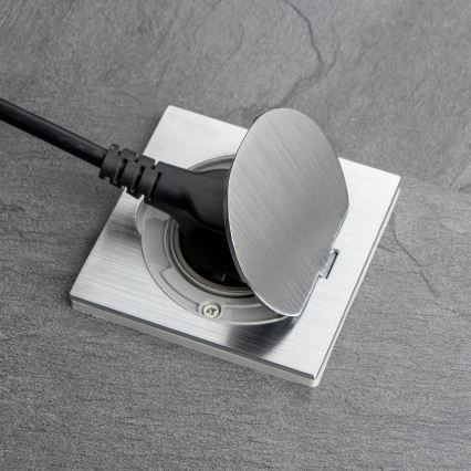 Brilagi - Уличная встроенная напольная розетка IP55 матовый хром квадратная