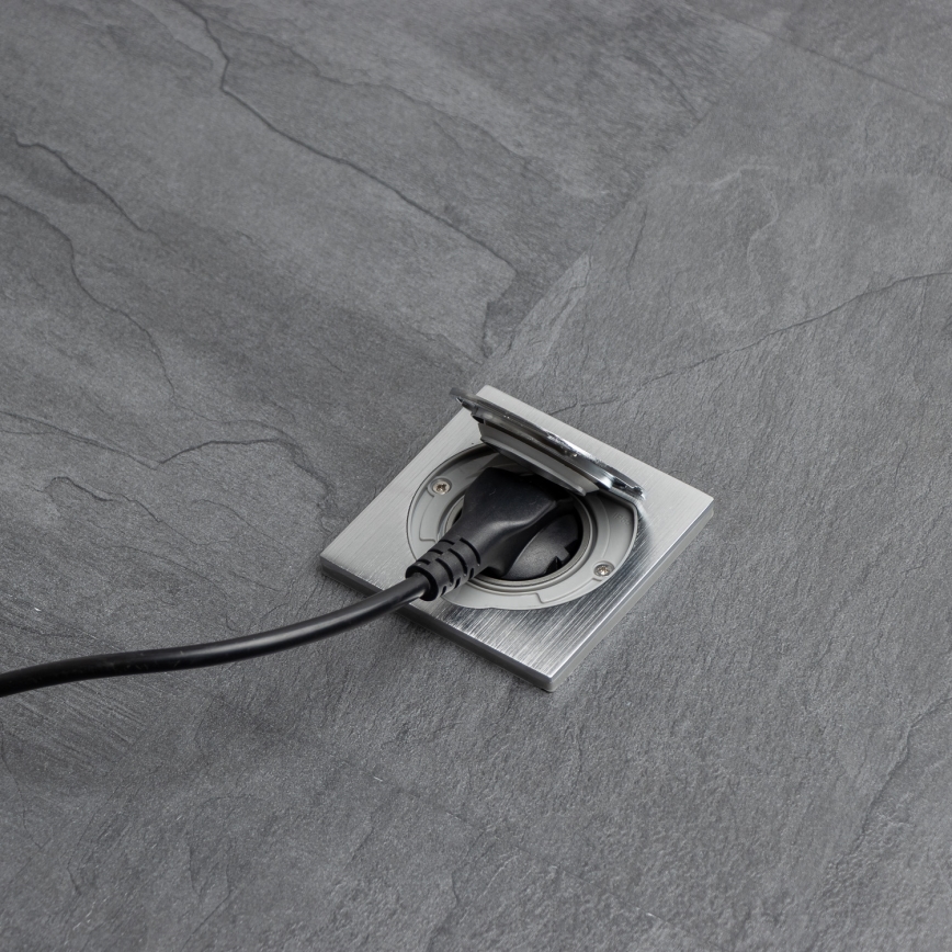 Brilagi - Уличная встроенная напольная розетка IP55 матовый хром квадратная