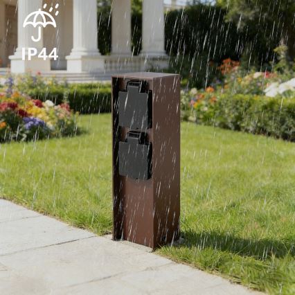 Brilagi - Уличная колонна-розетка PILLAR с 2 розетками SCHUKO, 230 В, IP44, коричневая