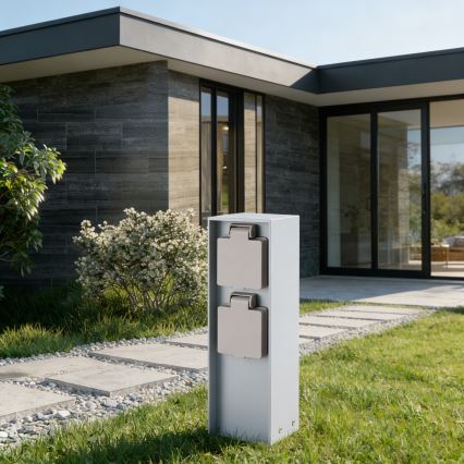 Brilagi - Уличная колонка с розетками PILLAR 2Z SCHUKO 230V IP44 серебристая