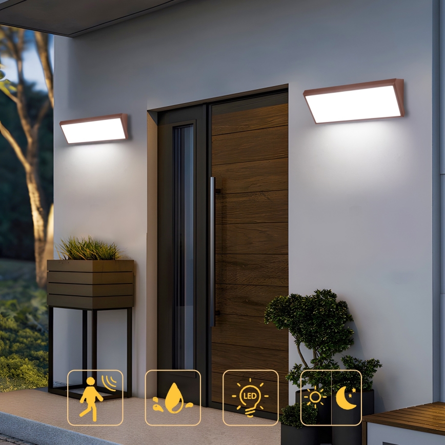 Brilagi - наружный настенный светильник LED с датчиком TRIANGLE LED/42W/230V, коричневый, IP65