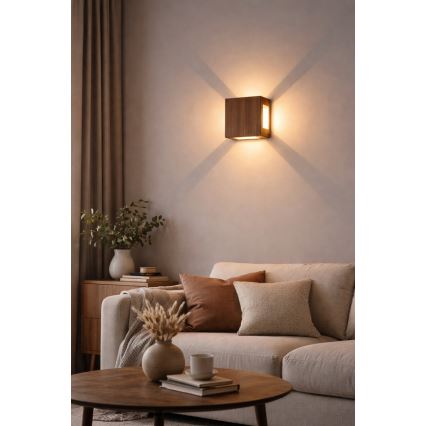 Brilagi - уличный настенный светильник QUADRAY LED/6W/230V с отделкой под дерево IP54