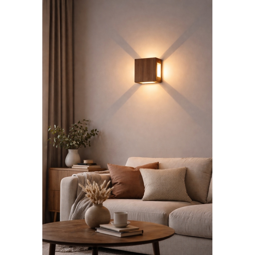 Brilagi - уличный настенный светильник QUADRAY LED/6W/230V с отделкой под дерево IP54
