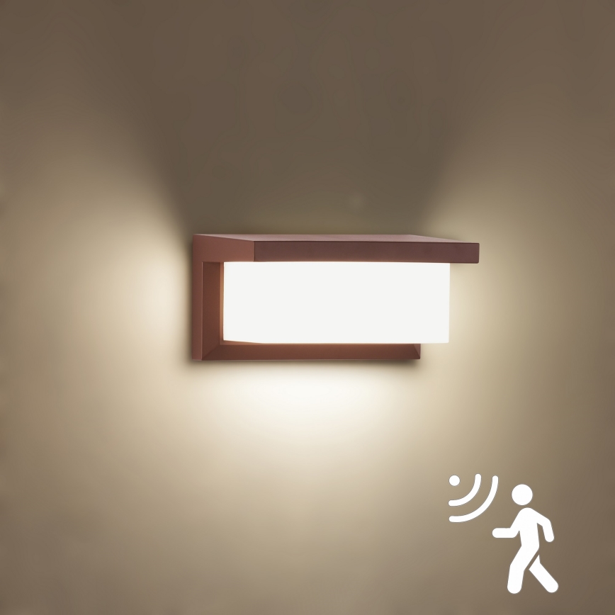 Brilagi - LED наружный настенный светильник с датчиком BRICKY LED/12W/230V, коричневый, IP54