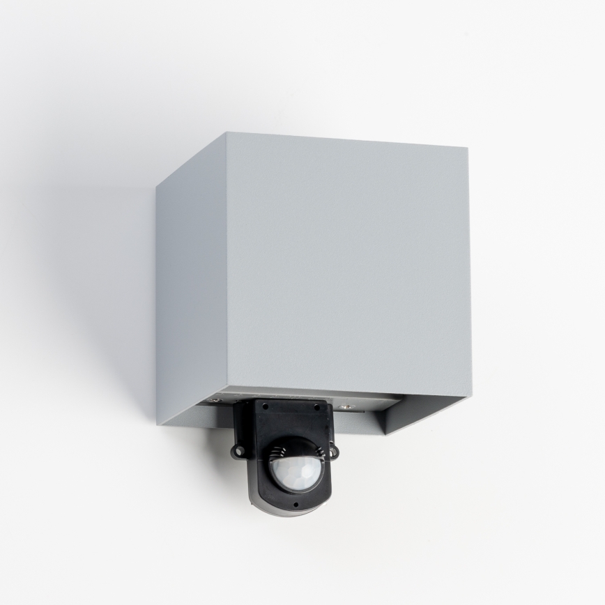 BRILAGI - Уличный настенный светильник с датчиком CUBE LED/6W/230V серый IP65