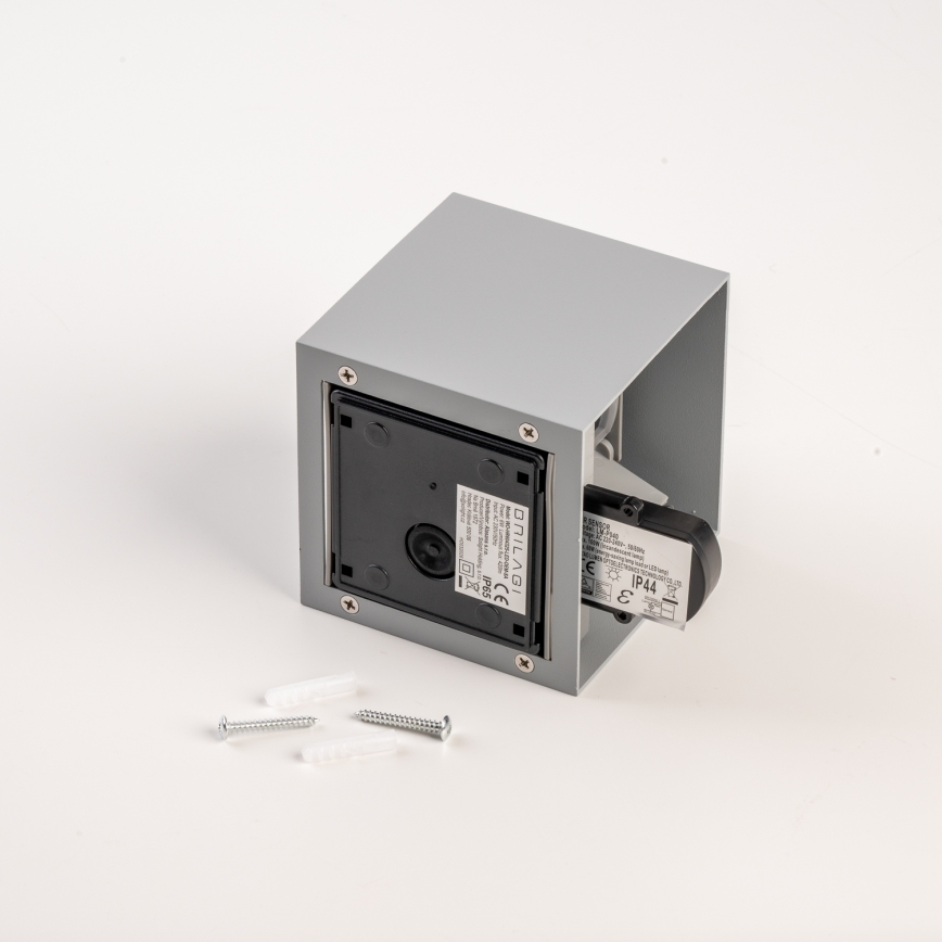 BRILAGI - Уличный настенный светильник с датчиком CUBE LED/6W/230V серый IP65