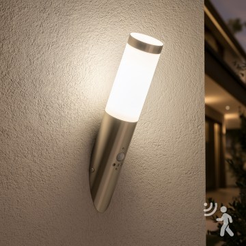 BRILAGI - Уличный настенный светильник с датчиком ELIA 1xE27/20W/230V IP44 матовый хром