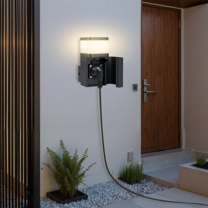 Brilagi - Уличный настенный светильник PILLAR с розеткой SCHUKO 1xG9/11W/230V IP44 антрацит