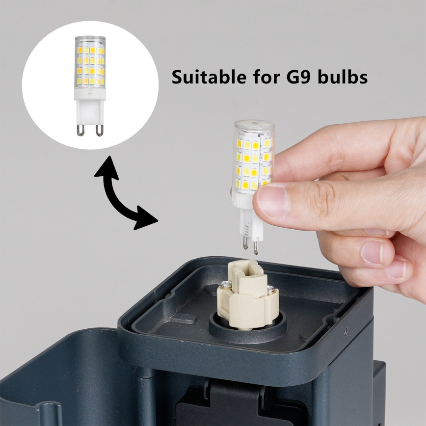 Brilagi - Уличный настенный светильник PILLAR с розеткой SCHUKO 1xG9/11W/230V IP44 антрацит